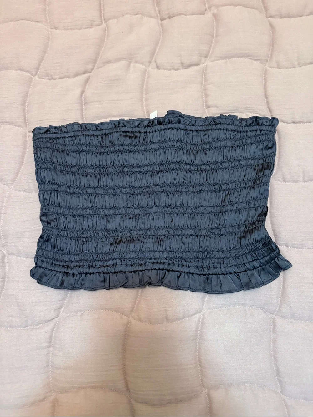 Free People Navy Smocked Strapless Tube Top